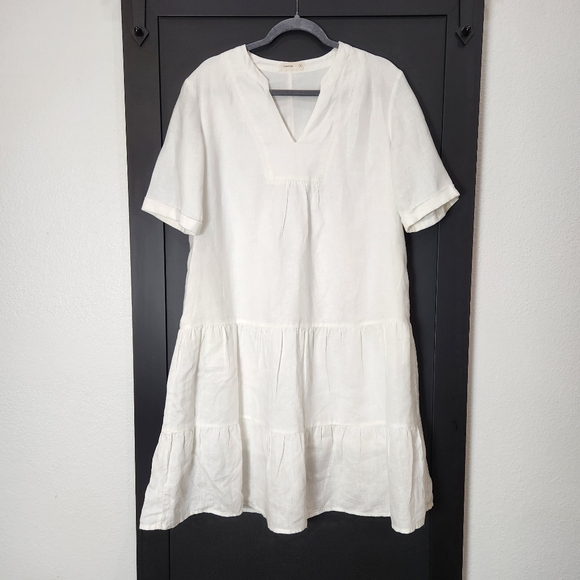 GRAE COVE WHITE LINEN TIERD DRESS SIZE MEDIUM - Picture 6 of 7